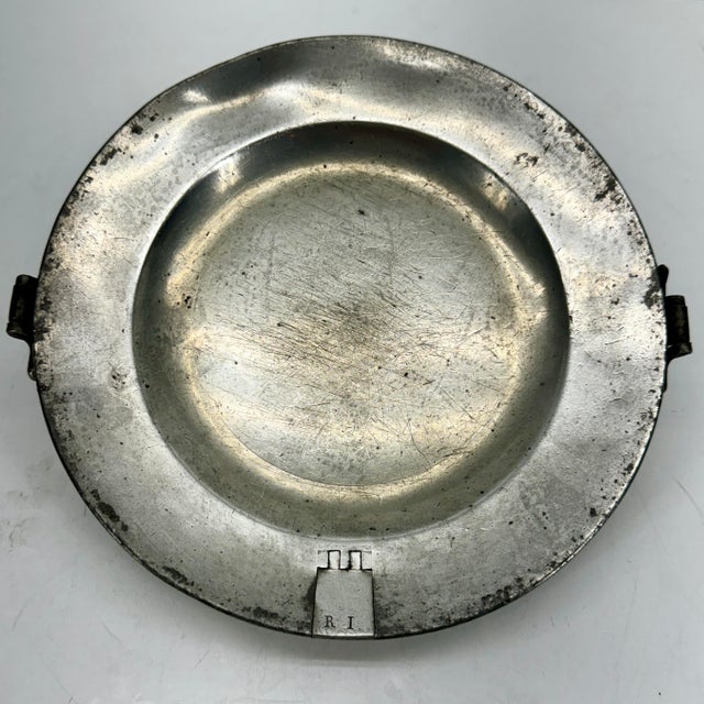 Early 19th Century English Pewter Heating Dish or Hall Keys Plate R I For Sale - Image 4 of 10