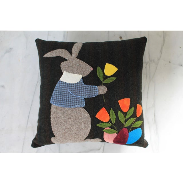 Bunny Rabbit Blush Wool Throw Pillow