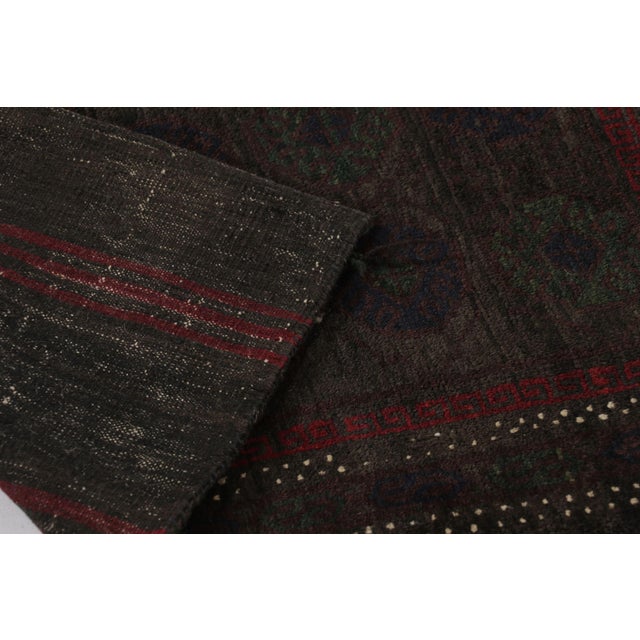 Textile Vintage Balisht Tribal Rug, Black and Brown With Geometric Patterns - Rug & Kilim For Sale - Image 7 of 9