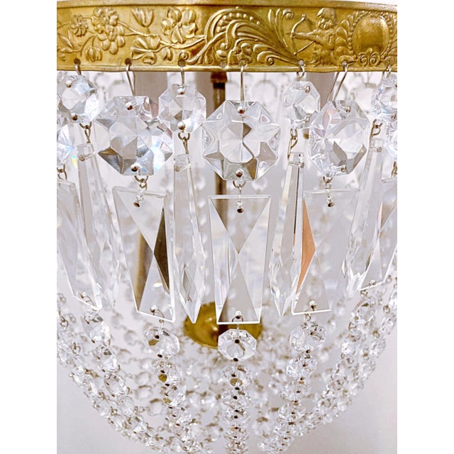 Metal 1950s Italian Bronze Basket Chandelier For Sale - Image 7 of 8