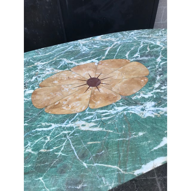 Italian Alps Green Marble Table with Grissinato Edge, 1935 For Sale - Image 11 of 12
