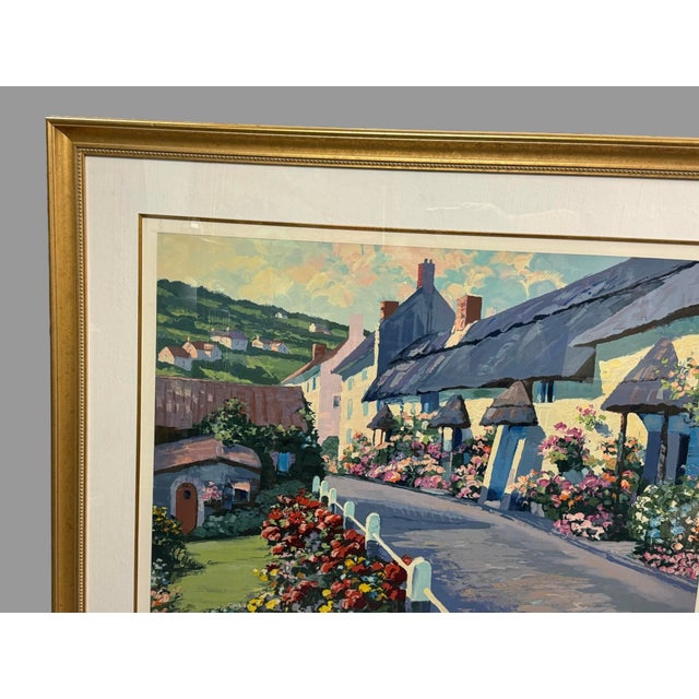 Traditional Late 20th Century Howard Behrens European Street Scene Devonshire Serigraph Print 15/300, Framed For Sale - Image 3 of 9