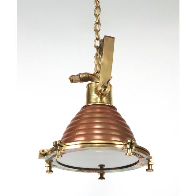 Newly made nautical style Wiska Beehive Spotlight pendant light made of copper and brass. This requires one standard...