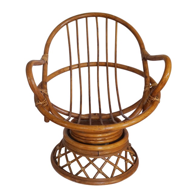 Vintage Bohemian Bentwood Rattan Egg Pod Swivel Rocking ...