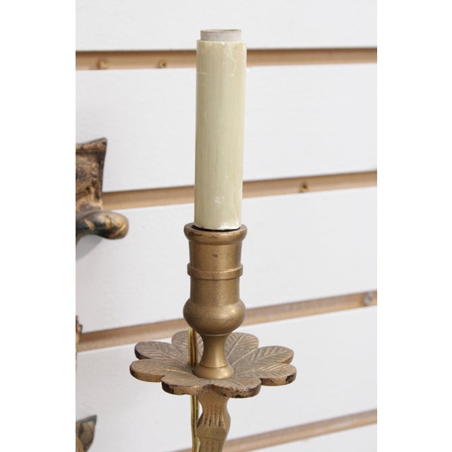Pair of Vintage Italian Renaissance Electric Bronze Wall Sconces For Sale - Image 10 of 13