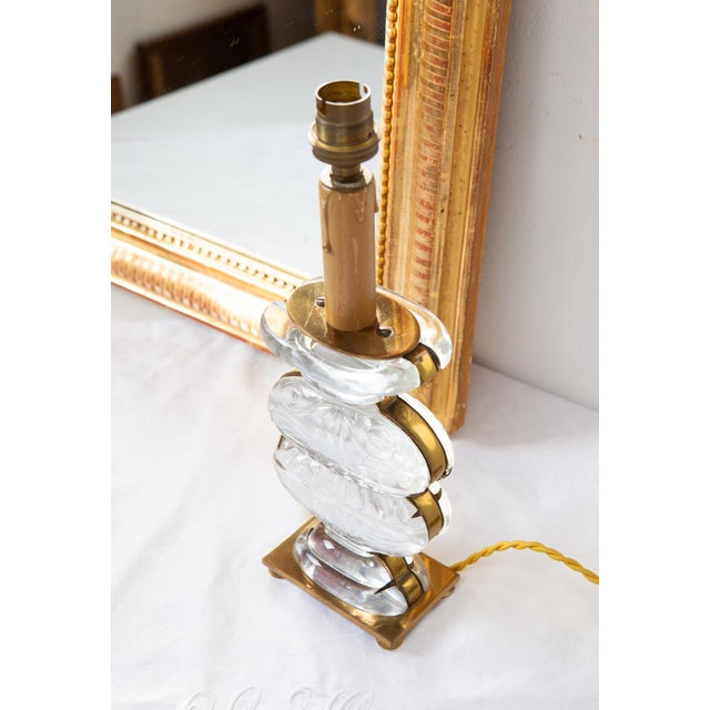 Table Lamp in Glass and Brass from Maison Baguès, 1960s For Sale - Image 6 of 8