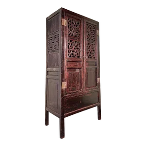 Antique Chinese Ming Ice-Crack Lattice Scholar Scroll Cabinet, Circa 1800-1849