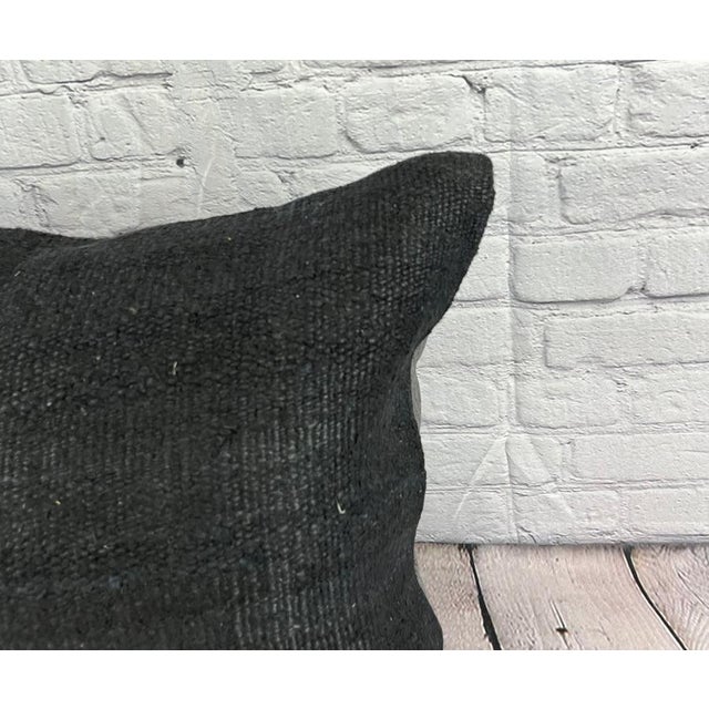 Turkish 20 x 20 Hemp Pillow Turkish Cushion Natural Grayish Black Pillow Cushion Cover For Sale - Image 3 of 6