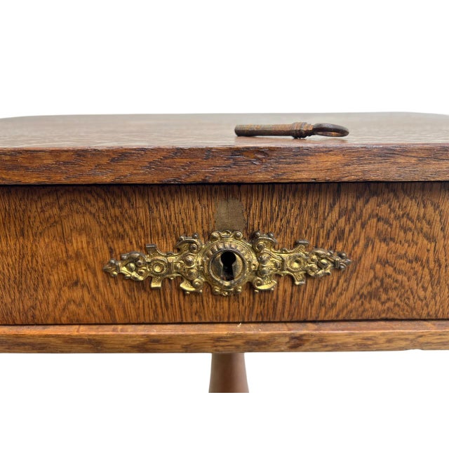 Antique Oak Sewing Side Table, 1900s For Sale - Image 6 of 10