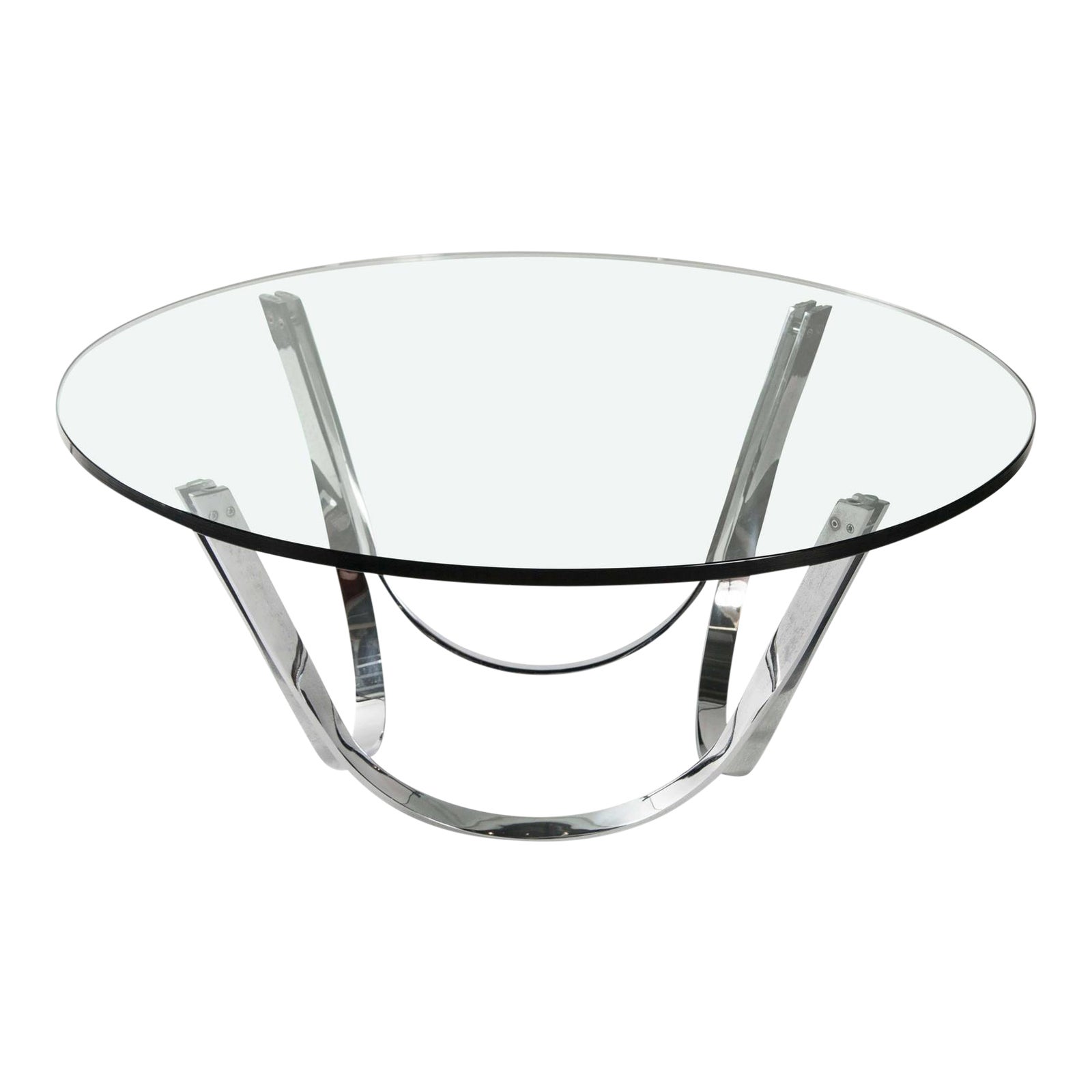 Round Glass Coffee Table by Roger Sprunger for Dunbar Chairish