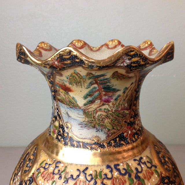 Hand Painted Royal Satsuma Vase Chairish