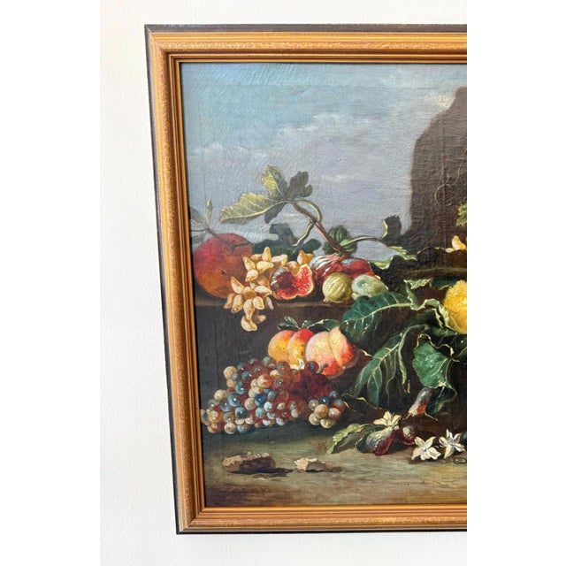 Green Still Life With Fruits - Signed Oil on Canvas, 19th Century For Sale - Image 8 of 8