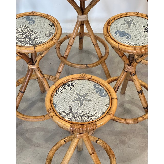 Wood Vintage Bamboo Stools, 1970s, Set of 6 For Sale - Image 7 of 14