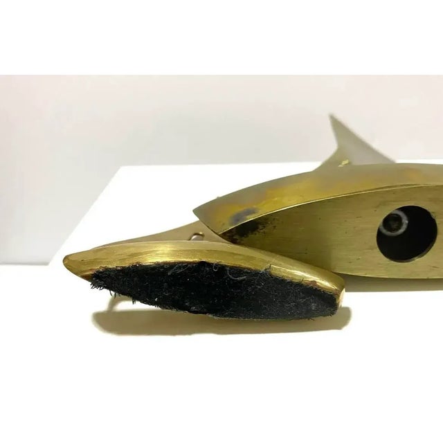 1950s Vintage Brass Modernist Sailboat Sculptures, Graduated Pair For Sale - Image 5 of 6