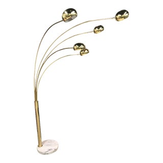 Mid-Century Modern Italian Guzzini Style Five Arm Arc Floor Lamp For Sale