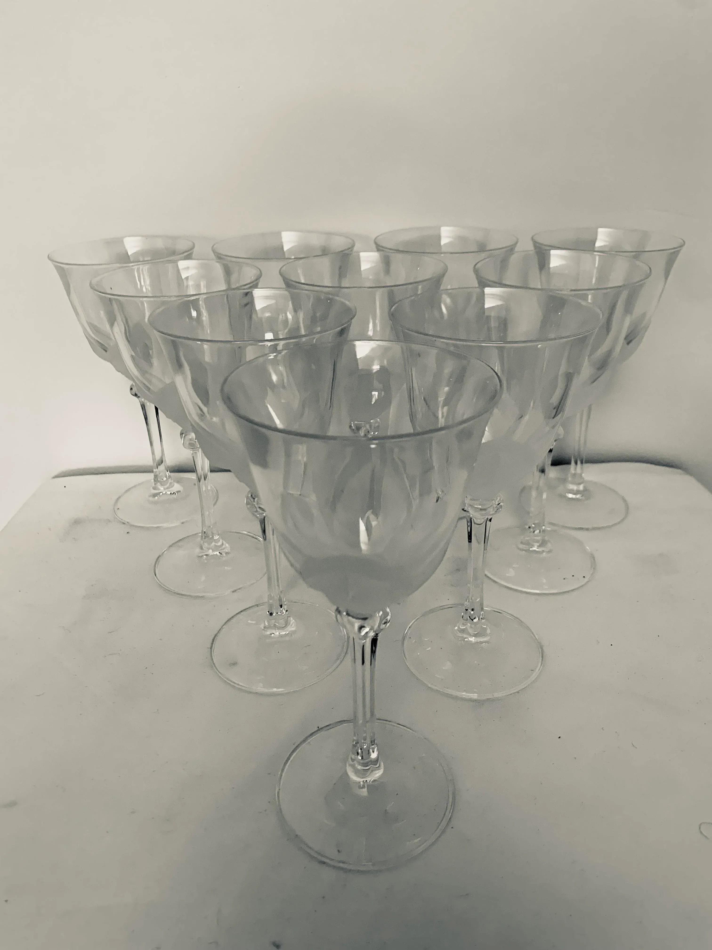 J G Durand 'Florence' Petal Wine Glasses - Set of 10 | Chairish
