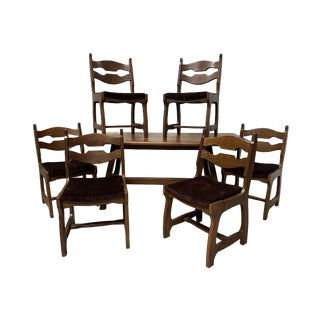 Dining Table and Chairs, Set of 7 For Sale