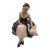 Mid-Century Italian Ars Pulchra Torino Large Pottery Figure - Seated Girl With Large Hat For Sale