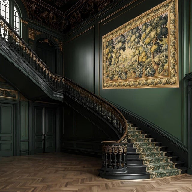 This tapestry is a fine example of a classical Verdure Tapestry, such as those woven in the traditional weaving areas of...