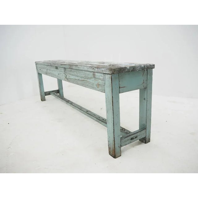 Blue Vintage Industrial Bench, 1930s For Sale - Image 8 of 12