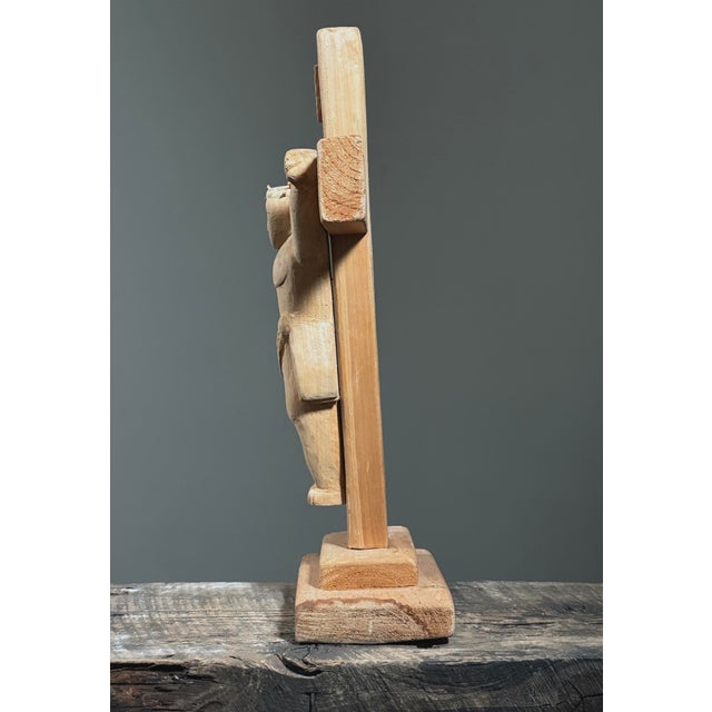 Vintage European Folk Art Hand Carved Crucifix Sculpture Hand carved European folk art crucifix depicting Christ on the...