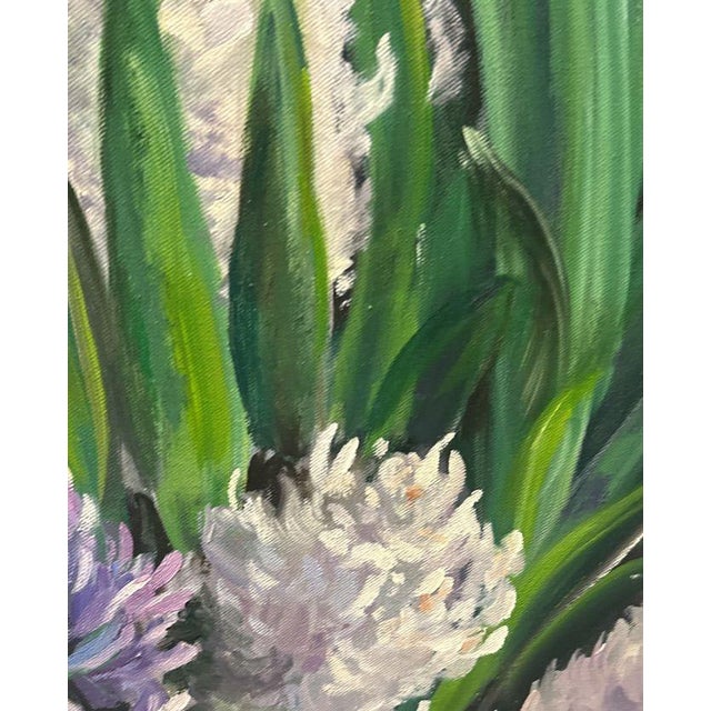 Original Signed Mary Helen Seago "Hyacinths" Oil on Canvas Painting For Sale - Image 4 of 10
