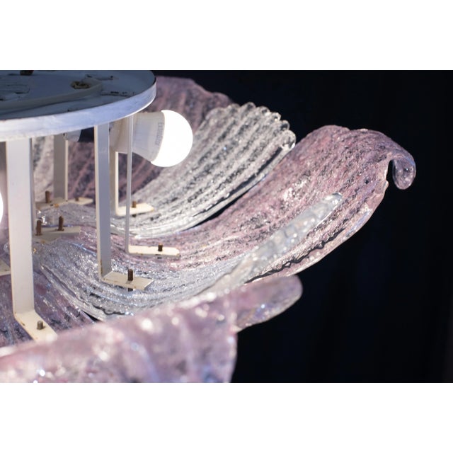 Vintage 1970s Murano Glass Ceiling Lamp Pink For Sale - Image 12 of 12