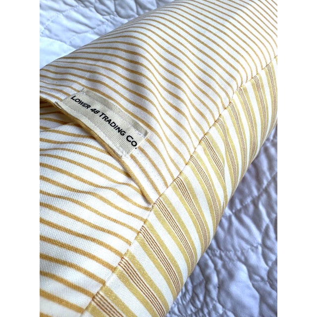 American New York Nyc Vintage Pennant on New Yellow Woven Throw Pillow For Sale - Image 3 of 4