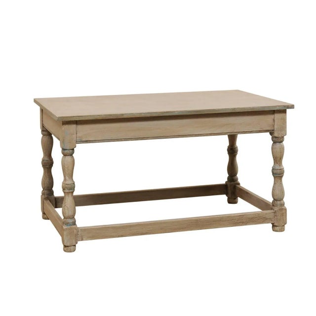 French Mid-20th Century Painted Wood Coffee Table on Turned Legs For Sale - Image 10 of 10