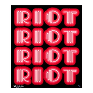 Ben Eine, Riot (Warm Pink), Rare Large Hand Signed Screen Print, 2015 For Sale