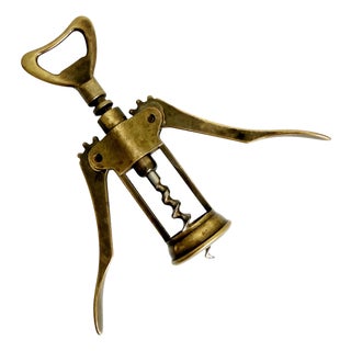 Italian Brass Corkscrew, Unlacquered For Sale