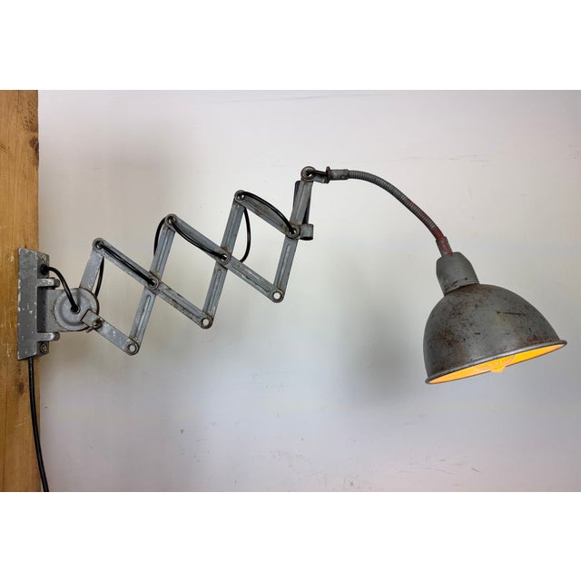 Industrial Grey Gooseneck Scissor Wall Lamp from Elektroinstala, 1960s For Sale - Image 14 of 18