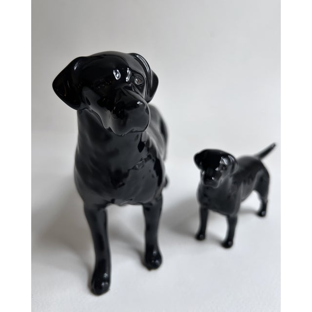 Black Two British Beswick Black Labrador Dog Porcelain Figurines, C. 1960 For Sale - Image 8 of 17