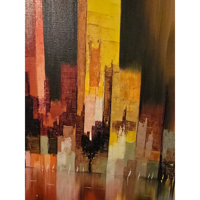 1970s Vintage Mid Century Modern Signed Painting Reflection For Sale - Image 5 of 12