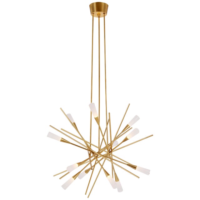 Modern Chapman & Myers for Visual Comfort Signature Stellar Medium Chandelier in Gild with Frosted Acrylic For Sale - Image 3 of 4