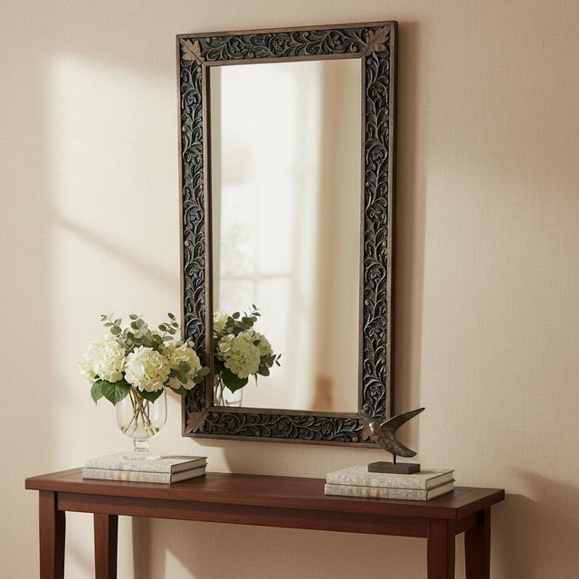 Dimensions: 23.5" W x 1" D x 49.5" H Features: • Intricately carved lattice panel • 100% solid wood construction • Hand...