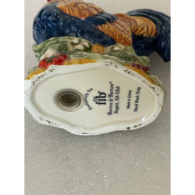 Gorgeous polychrome ceramic vintage American rooster salt of pepper shaker.