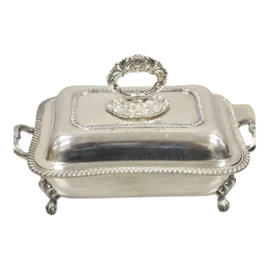 Antique English Sheffield Victorian Silver Plated Lidded Food Warmer Serving Platter