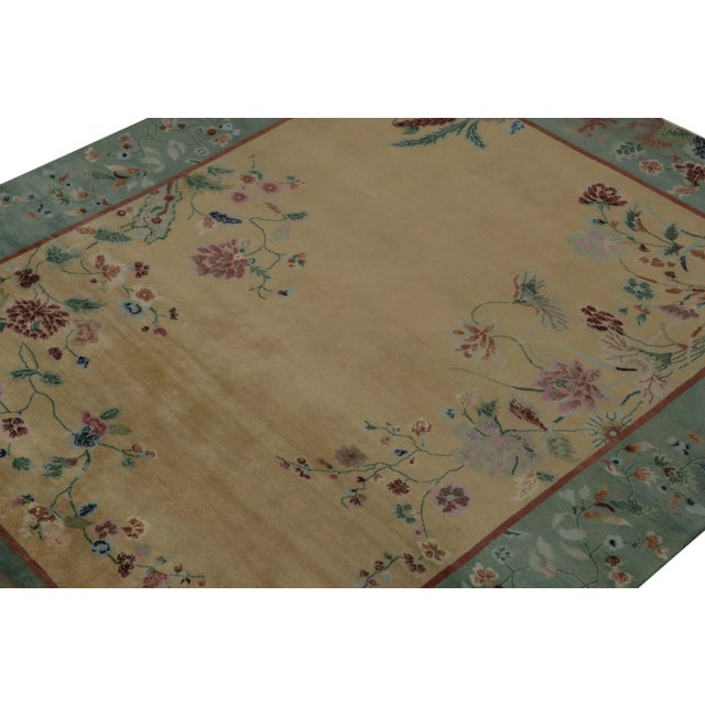 Rug & Kilim Rug & Kilim Chinese Style Art Deco Rug in Gold with Multicolor Floral Patterns - 12'x15' For Sale - Image 4 of 8