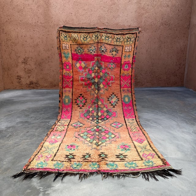 Pink 1980s Handknotted Pink Moroccan Rug - 5'4" X 12'2" Ft For Sale - Image 8 of 11