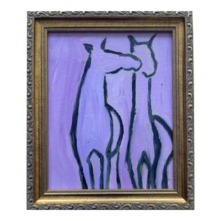 Framed Oil Horse Painting in Purple by Heather Dawn Batchelor Dimensions: 8” X 10” (Painting), 10.3” X 12.3” (Framed) For Sale