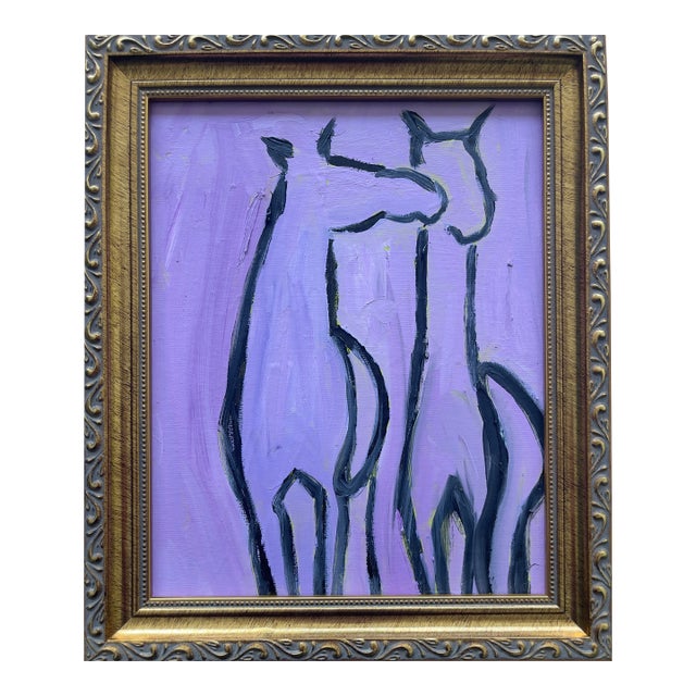 Framed Oil Horse Painting in Purple by Heather Dawn Batchelor Dimensions: 8” X 10” (Painting), 10.3” X 12.3” (Framed) For Sale