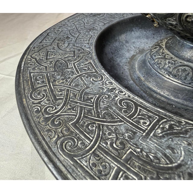 Large Antique Ornate 19th Century Victorian Metal Bronze Desk Inkwell Stand Jar For Sale - Image 10 of 13