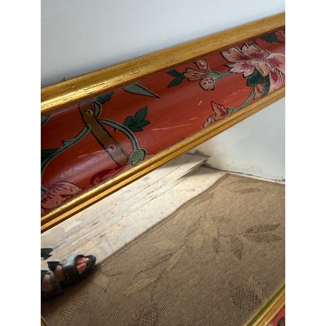 Vintage Chinoiserie Hand-Painted Wooden Beveled Wall Mirror For Sale - Image 9 of 9