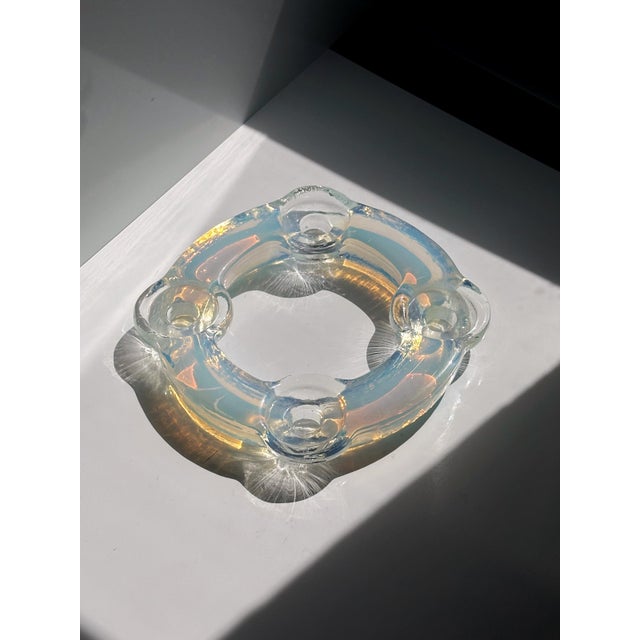 1960s Iridescent Opaline Murano Glass Filigrana Candleholder, 1960s For Sale - Image 5 of 6