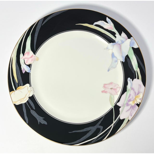 Contemporary 1980s Mikasa “Charisma, Black” Set of 6 Porcelain Salad Plates For Sale - Image 3 of 5