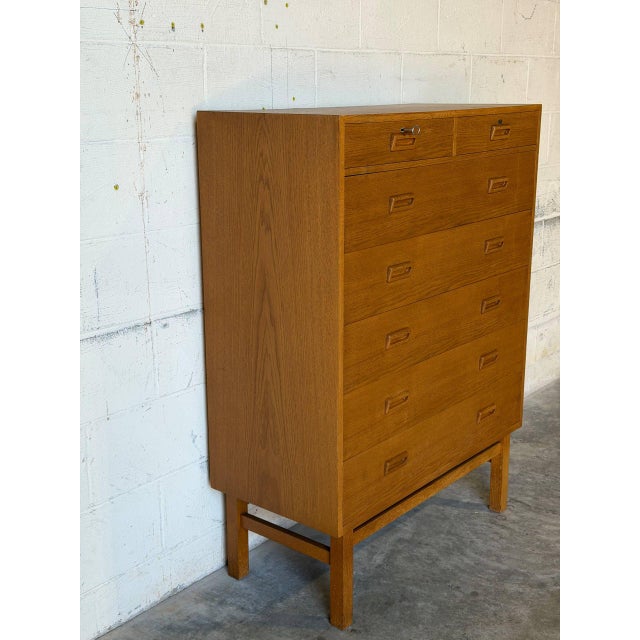 Brown Oak High Dresser by Holger Jensen for FDB Møbler Danish Mid-Century Modern 1960s For Sale - Image 8 of 12