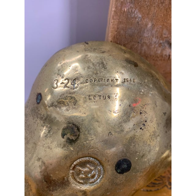 Vintage Solid Brass Lotus Leaf Decorative Bowl - Virginia Metalcrafters For Sale In Dallas - Image 6 of 7