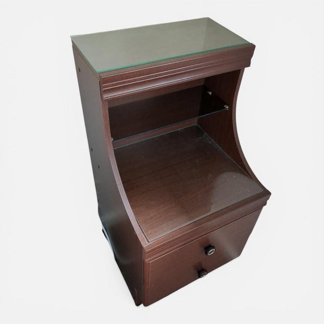 Glass Vintage Mahogany and Formica Bedside Cabinets, Set of 2 For Sale - Image 7 of 8