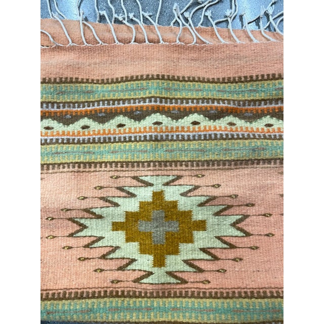 Vintage Southwestern Bohemian Wool Flatweave Rug – Handwoven Zapotec, 1970s For Sale - Image 4 of 9